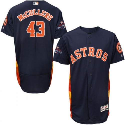 Men's Majestic Houston Astros #43 Lance McCullers Authentic Navy Blue Alternate 2017 World Series Champions Flex Base MLB Jersey