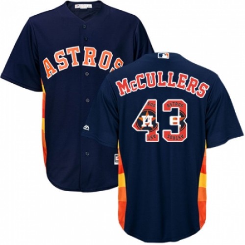 Men's Majestic Houston Astros #43 Lance McCullers Authentic Navy Blue Team Logo Fashion Cool Base MLB Jersey