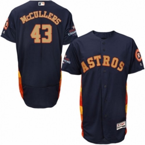 Men's Majestic Houston Astros #43 Lance McCullers Navy Blue Alternate 2018 Gold Program Flex Base Authentic Collection MLB Jersey