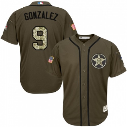Men's Majestic Houston Astros #9 Marwin Gonzalez Authentic Green Salute to Service MLB Jersey