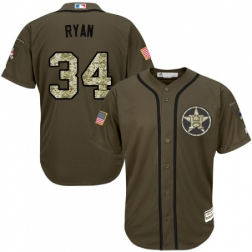 Men's Majestic Houston Astros #34 Nolan Ryan Authentic Green Salute to Service MLB Jersey