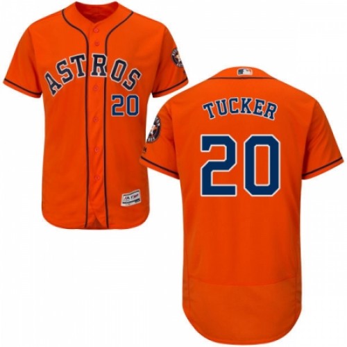 Men's Majestic Houston Astros #20 Preston Tucker Orange Alternate Flex Base Authentic Collection MLB Jersey