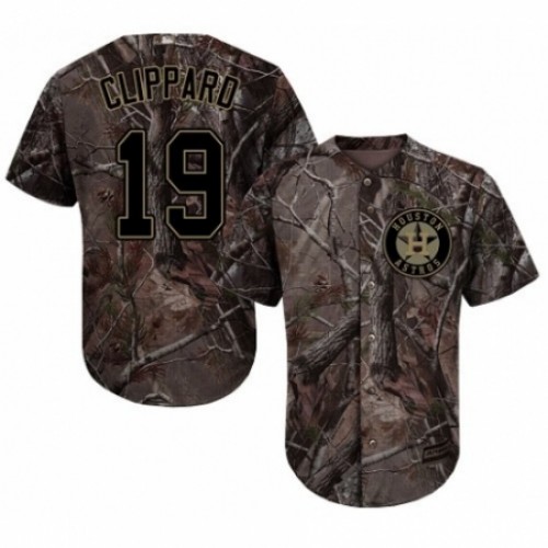 Men's Majestic Houston Astros #19 Tyler Clippard Authentic Camo Realtree Collection Flex Base MLB Jersey