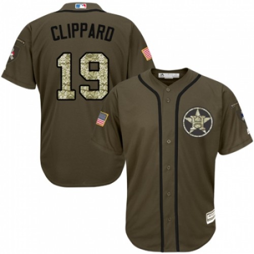 Men's Majestic Houston Astros #19 Tyler Clippard Authentic Green Salute to Service MLB Jersey