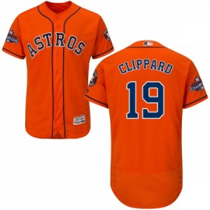 Men's Majestic Houston Astros #19 Tyler Clippard Authentic Orange Alternate 2017 World Series Champions Flex Base MLB Jersey