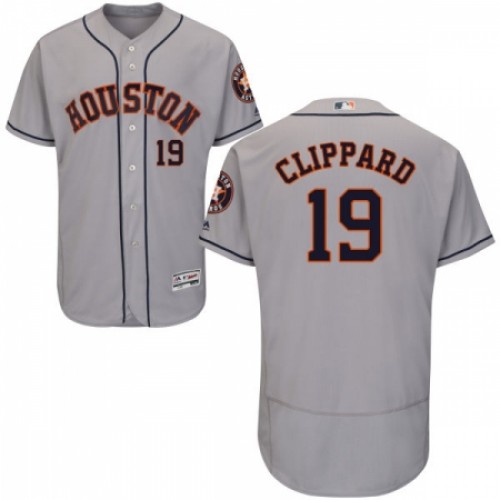 Men's Majestic Houston Astros #19 Tyler Clippard Grey Flexbase Authentic Collection MLB Jersey