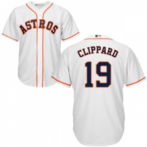 Men's Majestic Houston Astros #19 Tyler Clippard Replica White Home Cool Base MLB Jersey
