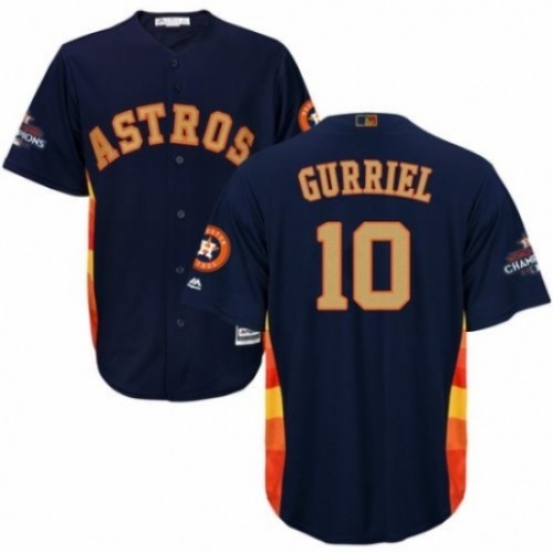 Men's Majestic Houston Astros #10 Yuli Gurriel Replica Navy Blue Alternate 2018 Gold Program Cool Base MLB Jersey